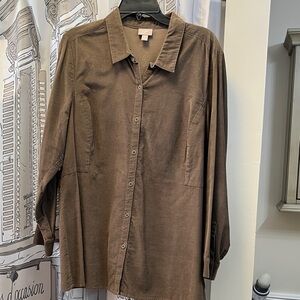 J. Jill Brown Button-Up Blouse